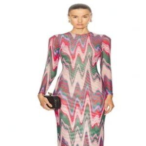 PatBo Wave Printed Tulle Maxi Dress Size S